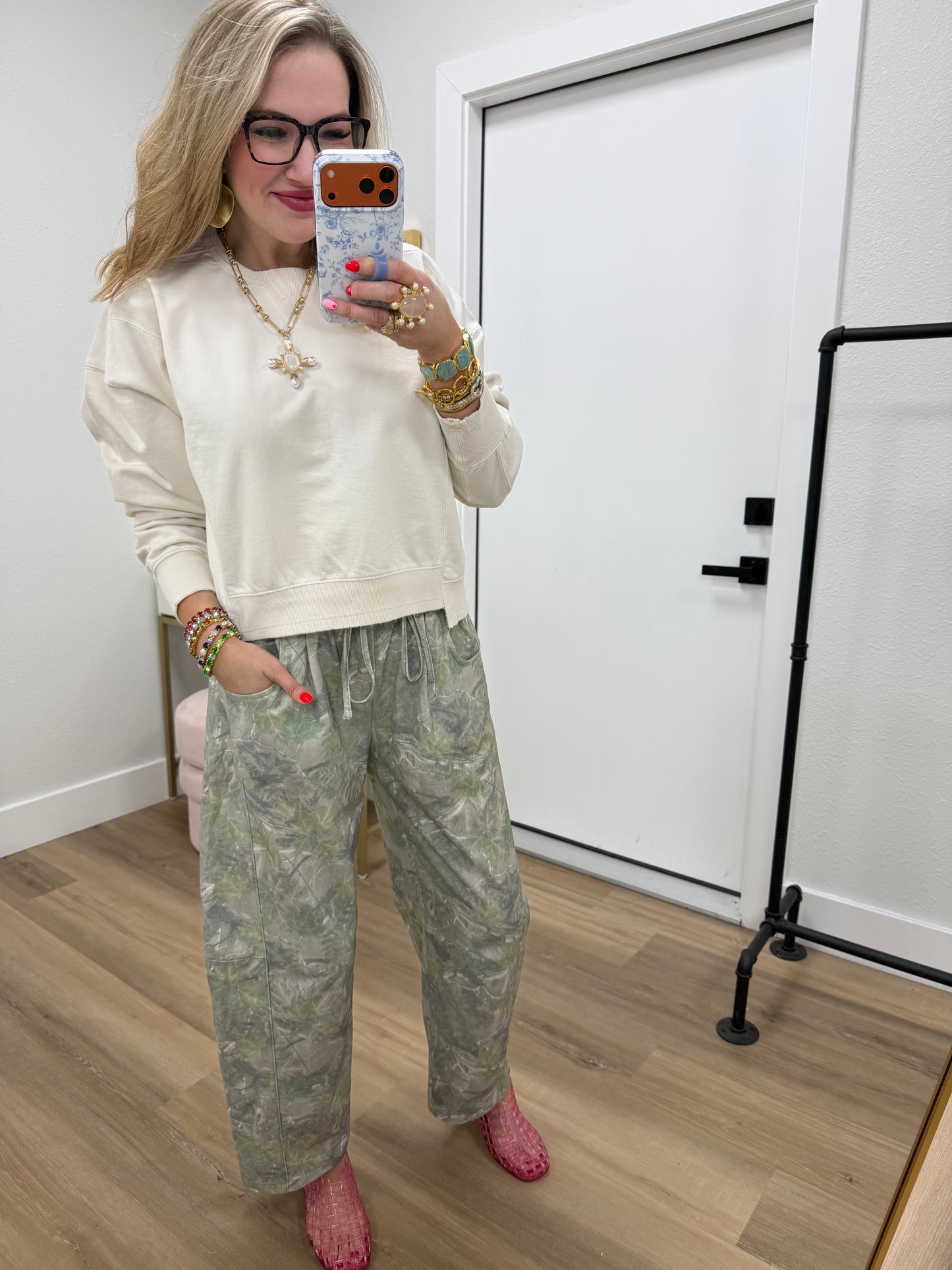 Alpaca Crew Neck Sweatshirt With Raw Hem