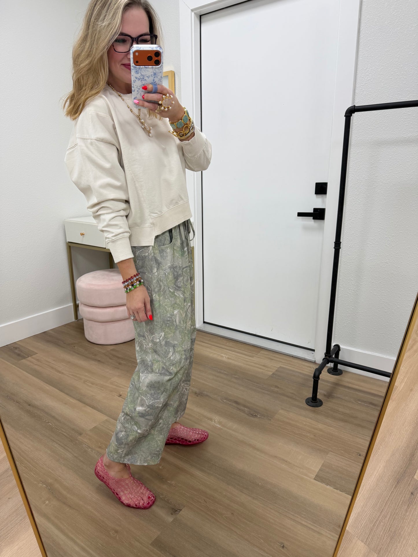 Alpaca Crew Neck Sweatshirt With Raw Hem