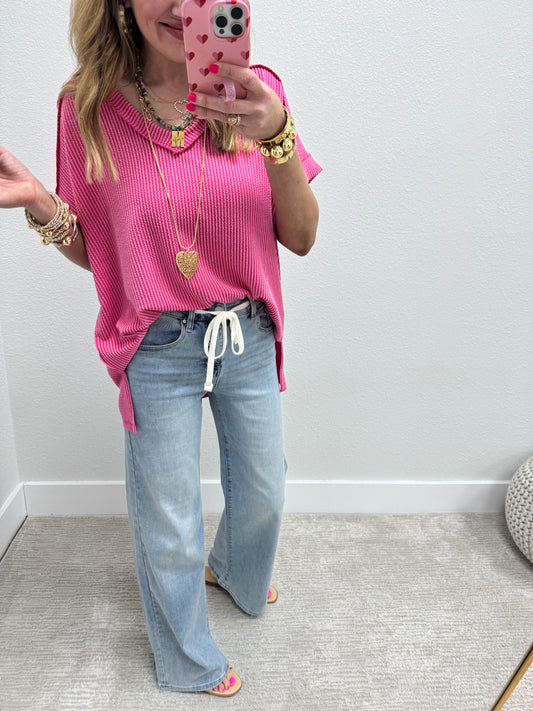 Risen Light Wash Drawstring Jeans