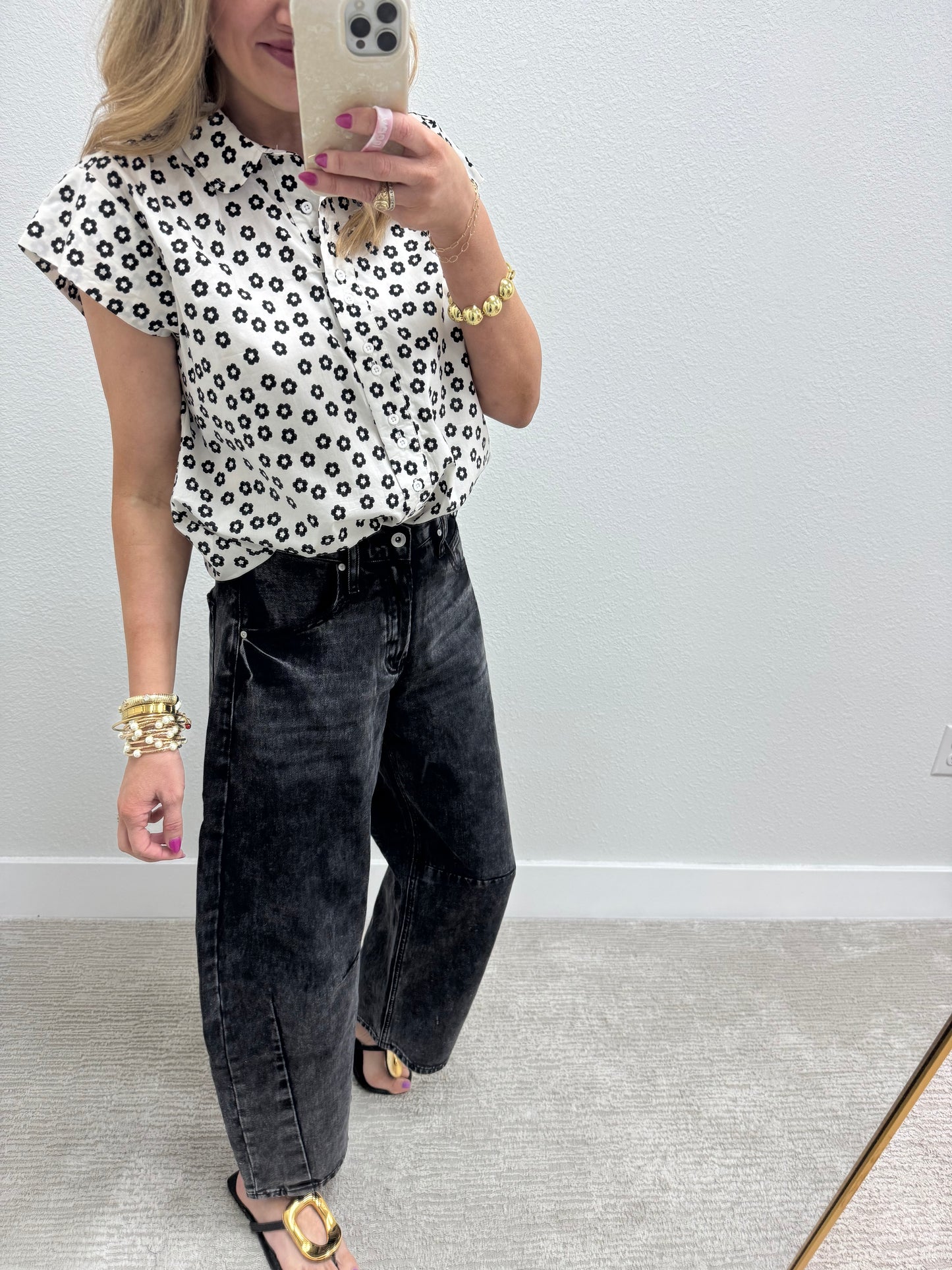 Katia Barrel Leg Black Jeans