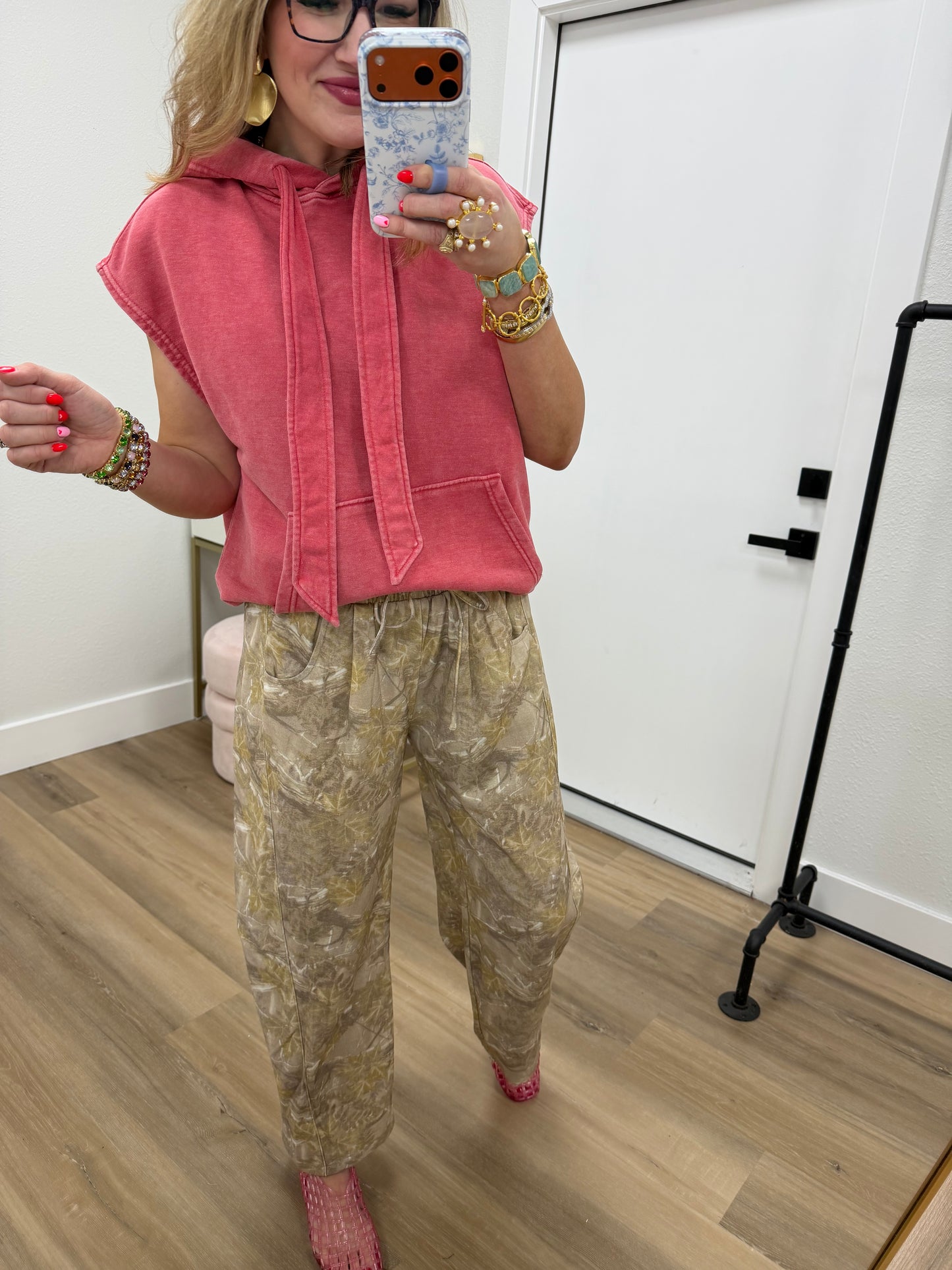 Candy Red French Terry Sleeveless Hoodie