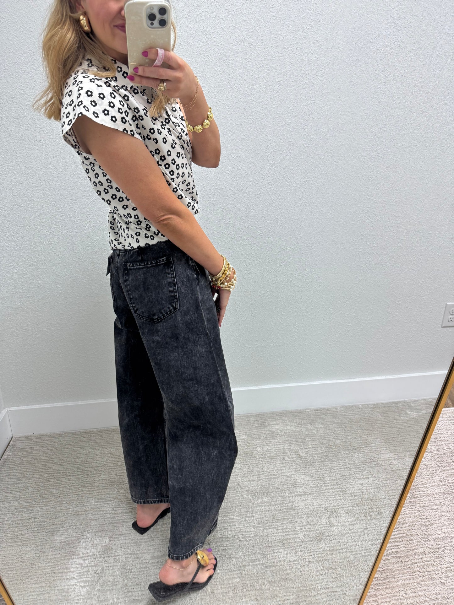 Katia Barrel Leg Black Jeans