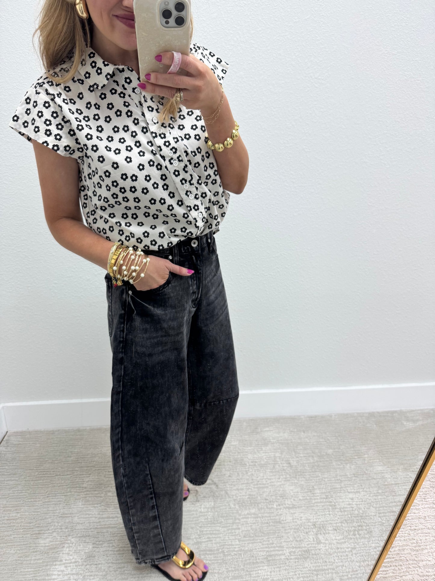 Katia Barrel Leg Black Jeans