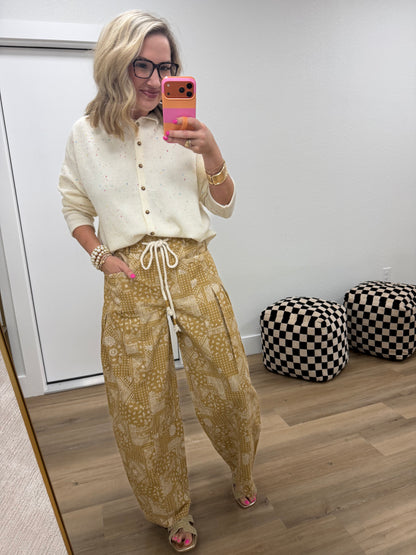 Cream Collared Button Down Cardigan Sweater