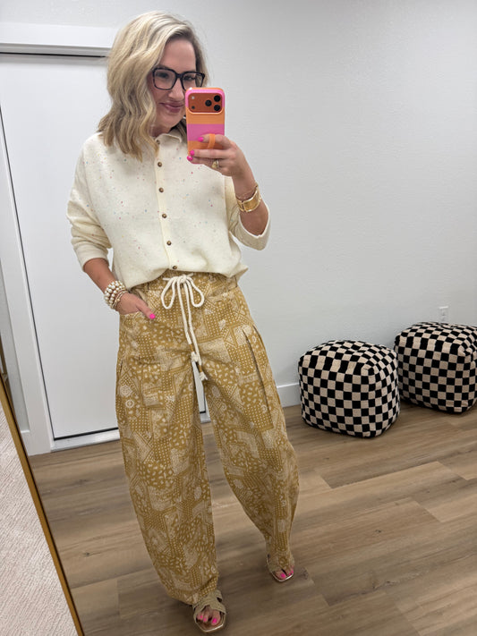 Cream Collared Button Down Cardigan Sweater