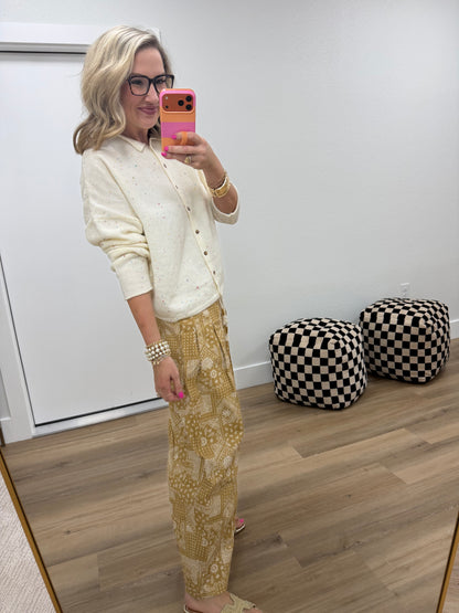 Cream Collared Button Down Cardigan Sweater