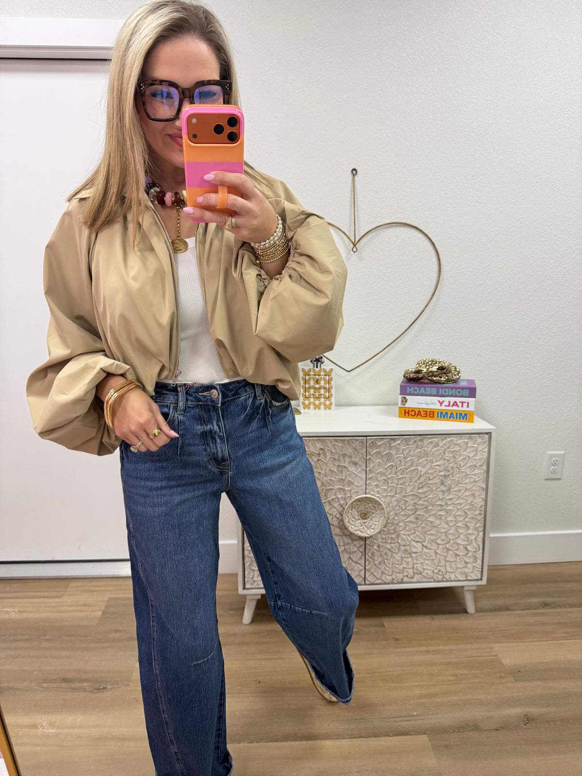 Taupe Bomber Balloon Jacket
