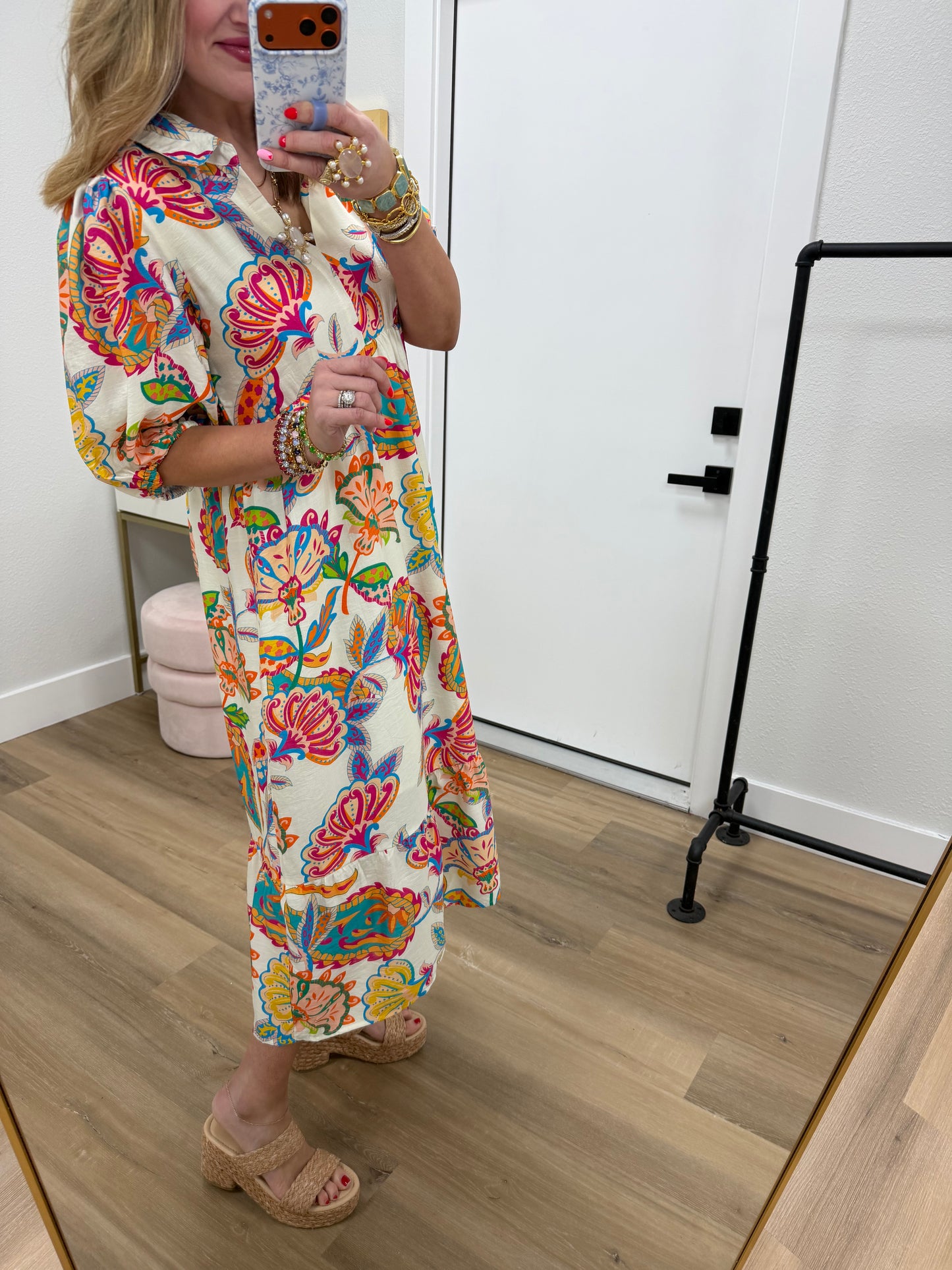 Cream Mix Paisley Print Tiered Maxi Dress FS