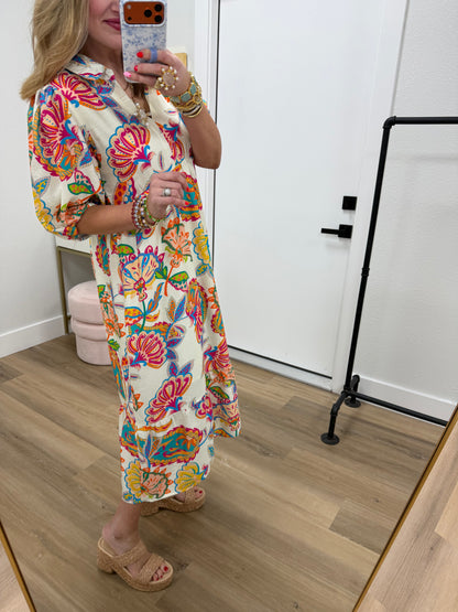 Cream Mix Paisley Print Tiered Maxi Dress FS
