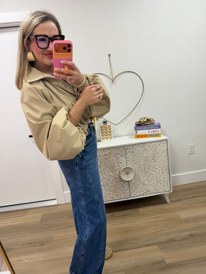 Taupe Bomber Balloon Jacket