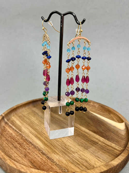 Semi Precious Stone Colorful Earrings