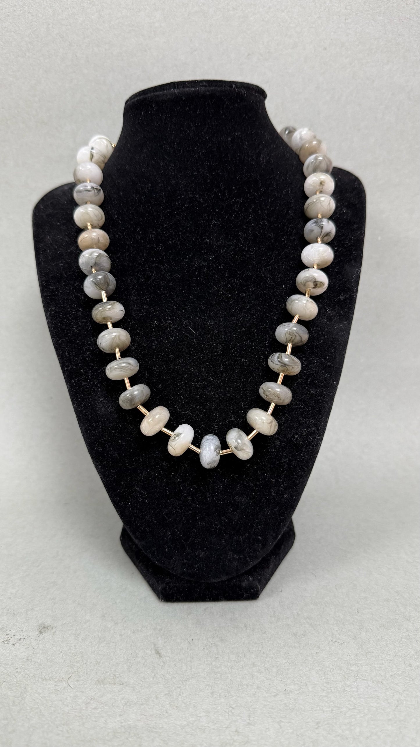 18" Gray Marble Bead Necklace