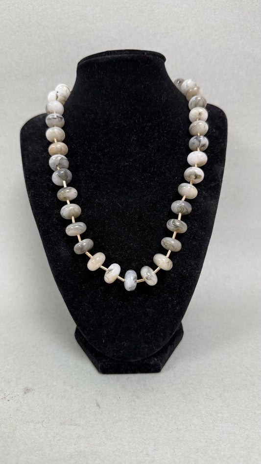 18" Gray Marble Bead Necklace