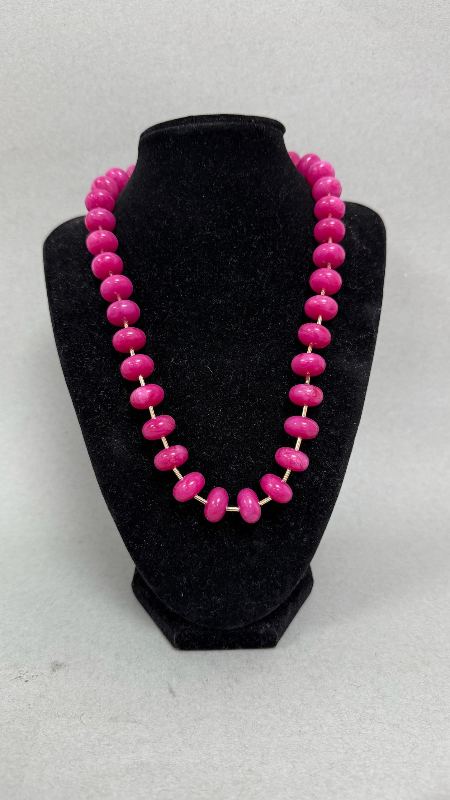 18" Pink Marble Bead Necklace