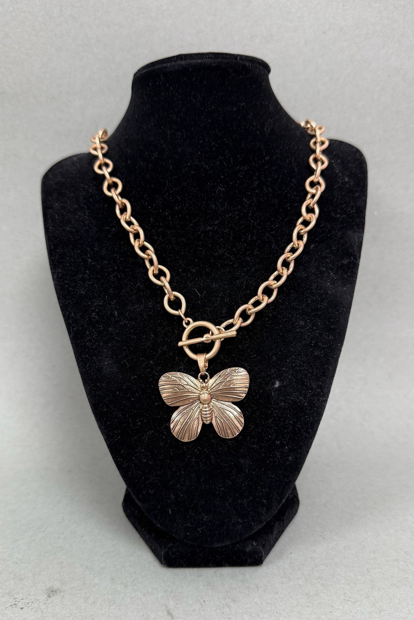 Matte Butterfly Front Clasp Necklace