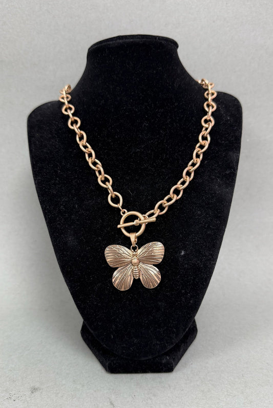 Matte Butterfly Front Clasp Necklace