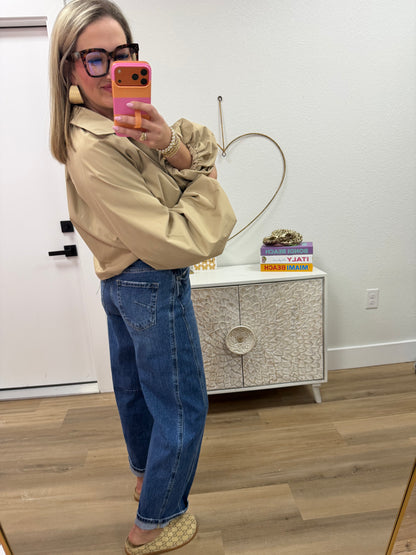 Taupe Bomber Balloon Jacket
