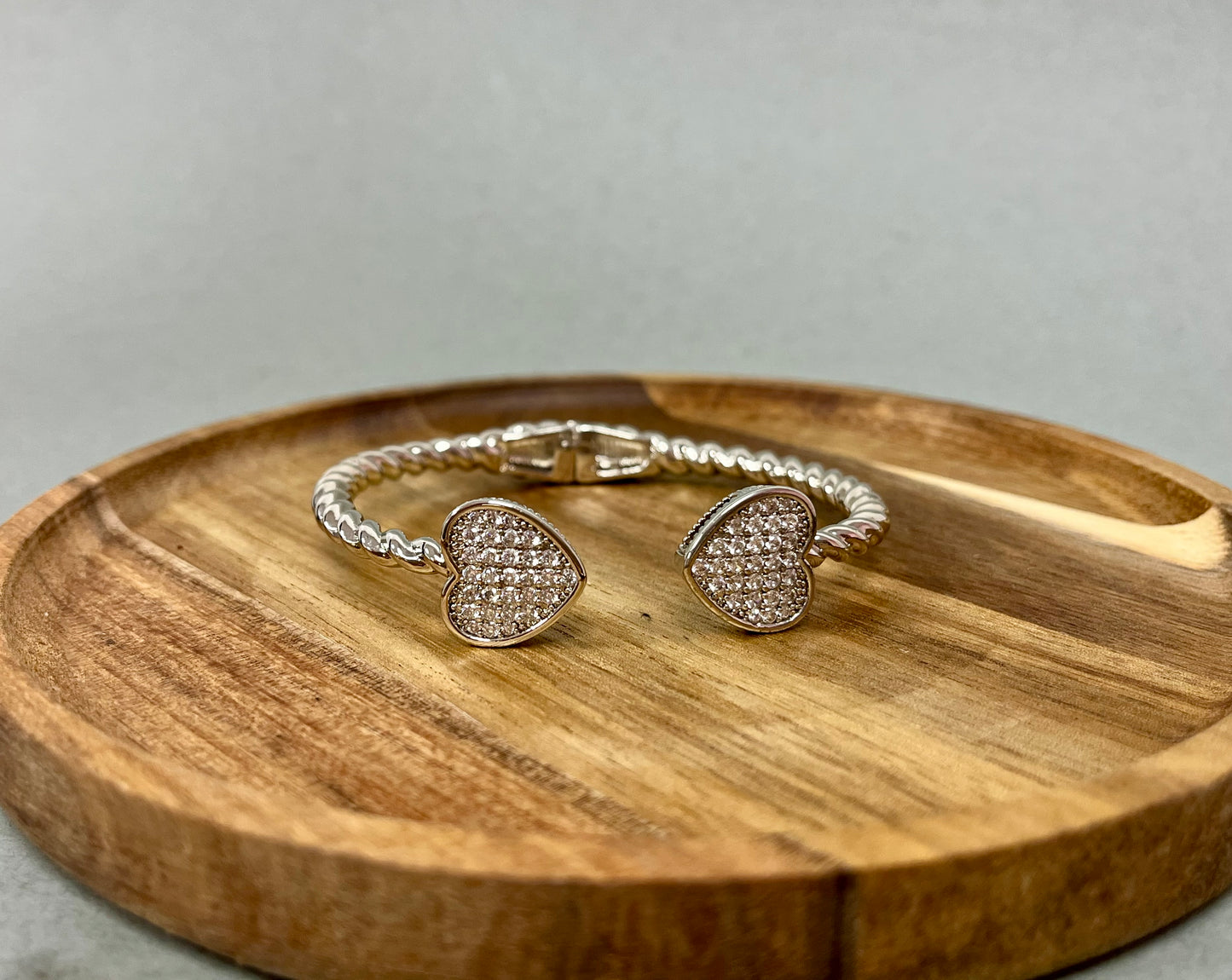 Crystal Heart Cuff Bracelet