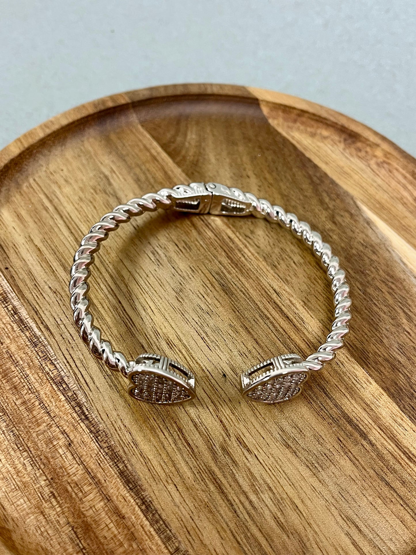 Crystal Heart Cuff Bracelet