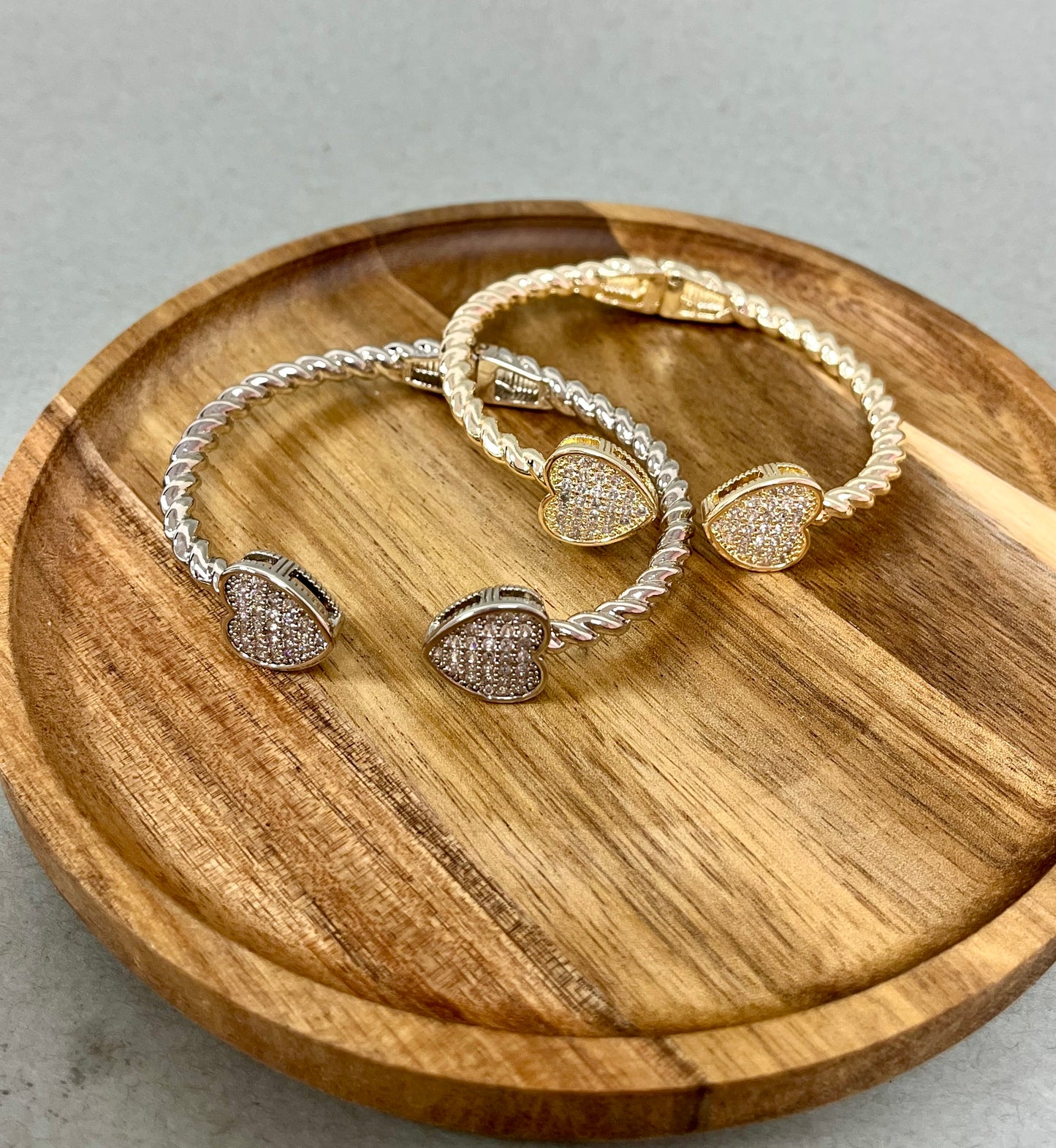 Crystal Heart Cuff Bracelet