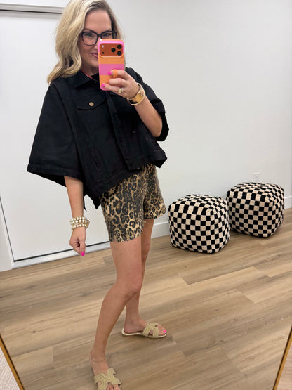 Black Cape Sleeve Denim Jacket