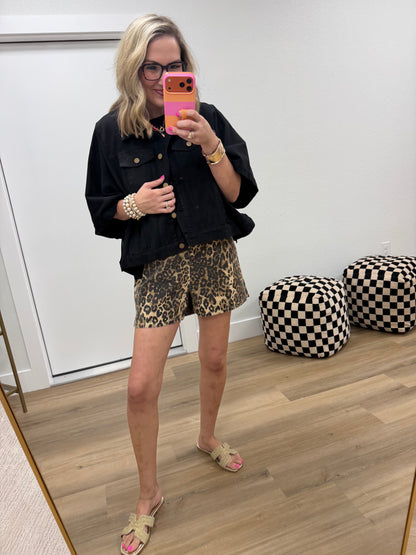 Black Cape Sleeve Denim Jacket