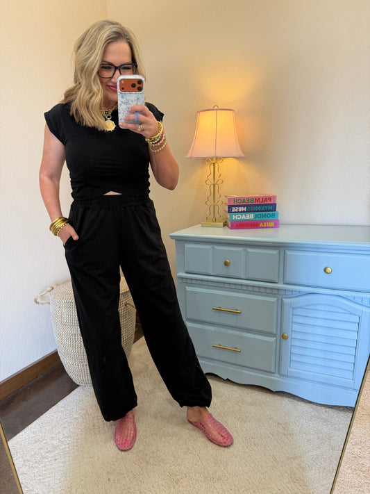 Black Two Piece Pant Set
