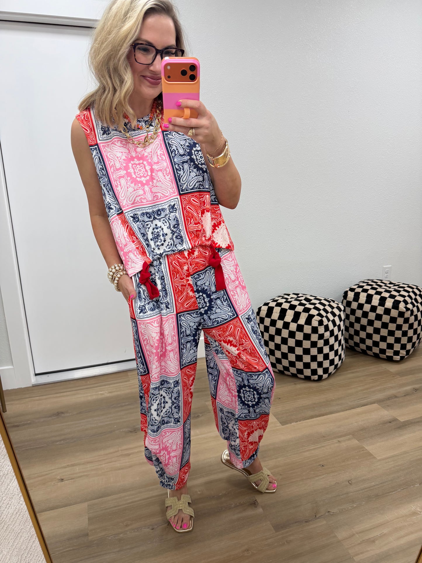Scuba Red Navy Bandana Print Set