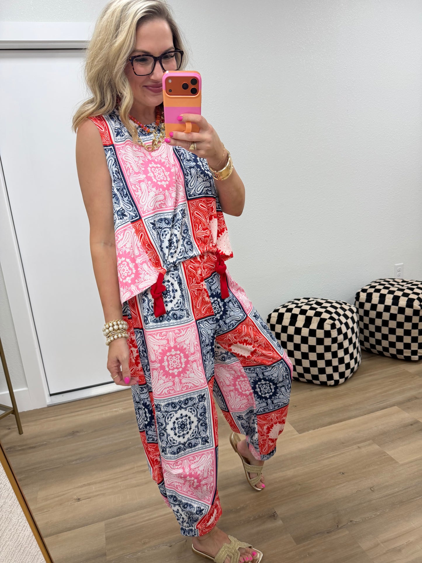 Scuba Red Navy Bandana Print Set