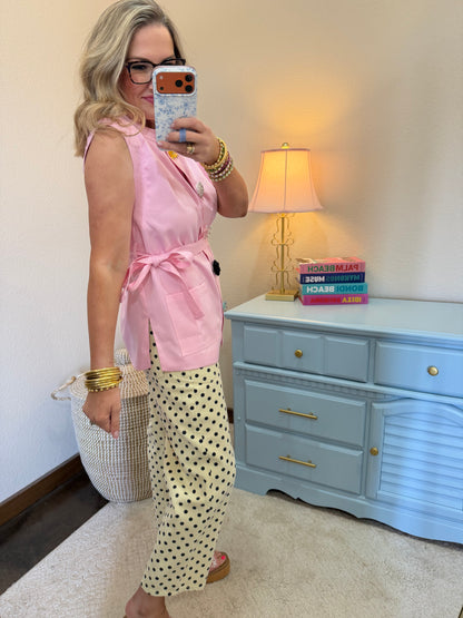 Light Pink Waist Length Top with Embellished Snap Button