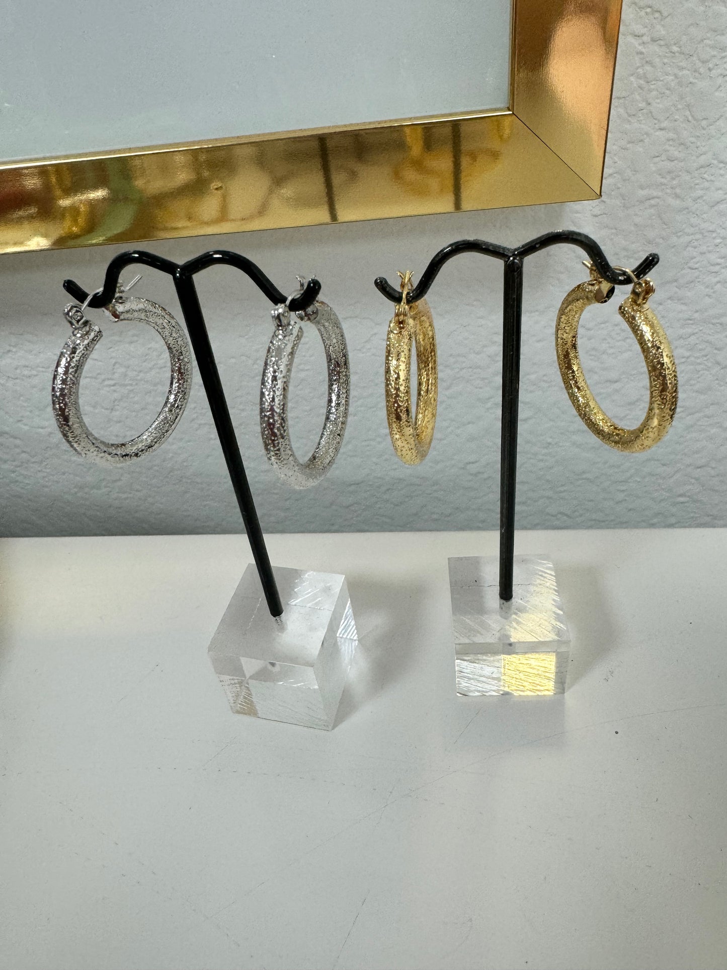 Small and Large Hammered Hoops (silver and gold)