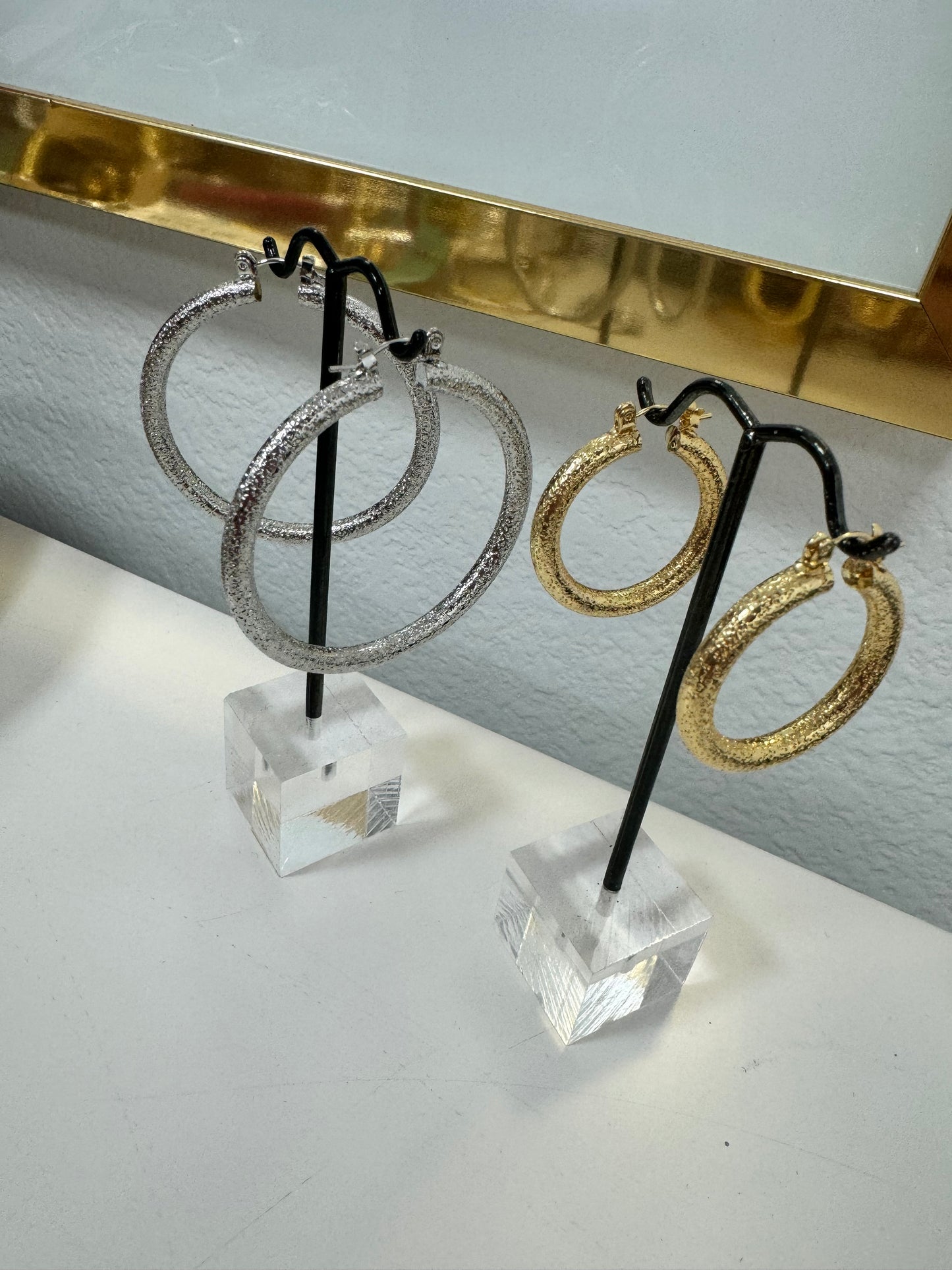 Small and Large Hammered Hoops (silver and gold)