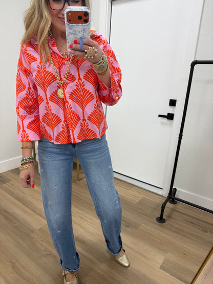 Embroidered Heart Mid Rise Jeans