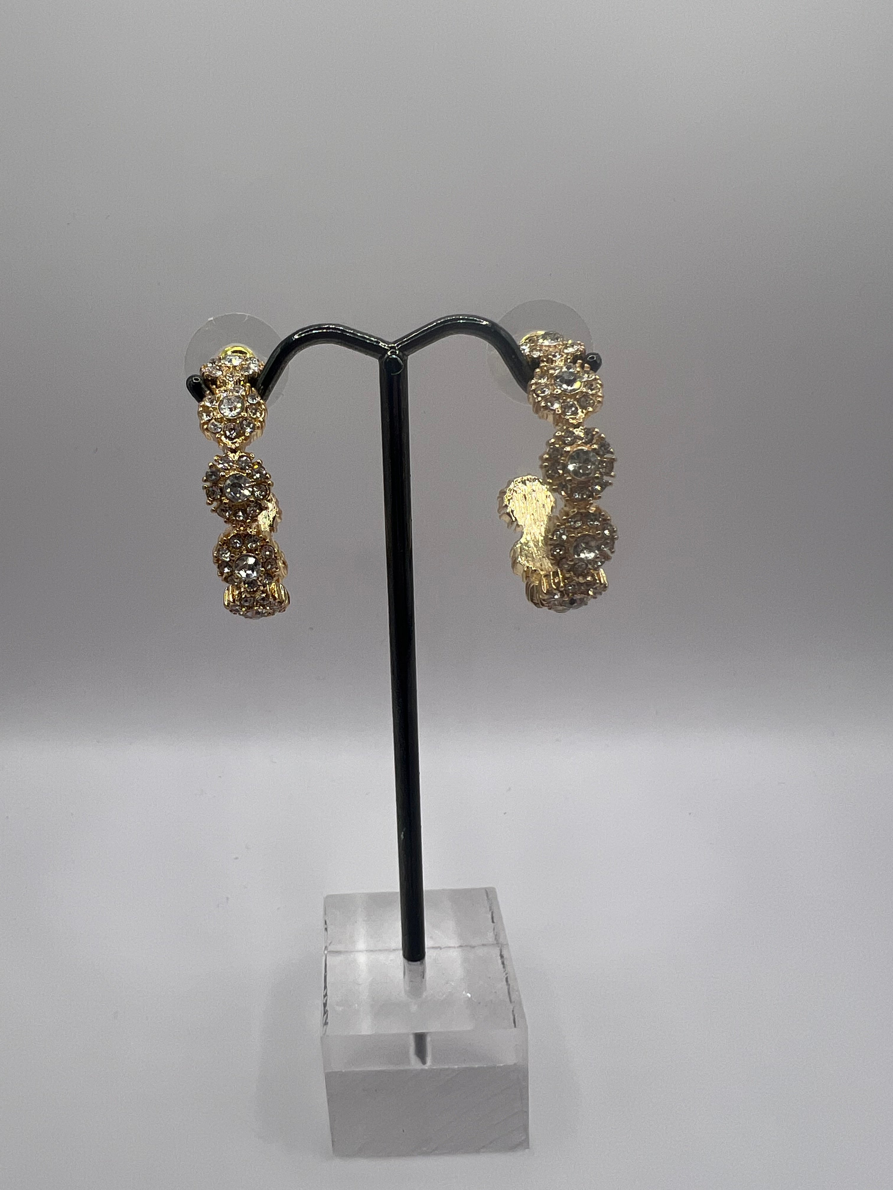 Crystal Hoop Earrings (Silver and Gold)