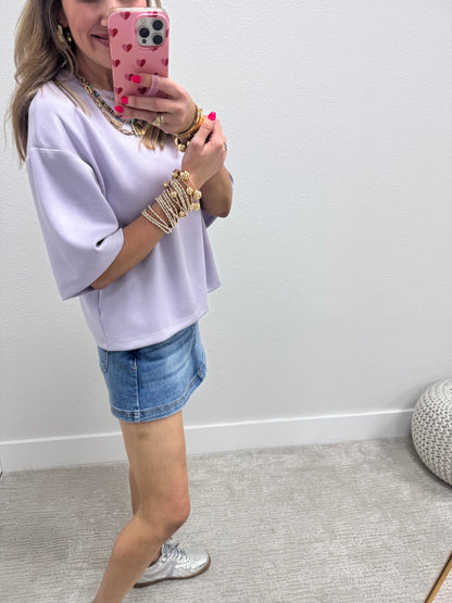 Lavender Scuba Short Sleeve TopFS