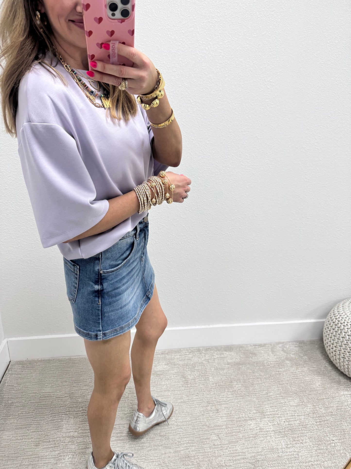 Lavender Scuba Short Sleeve Top