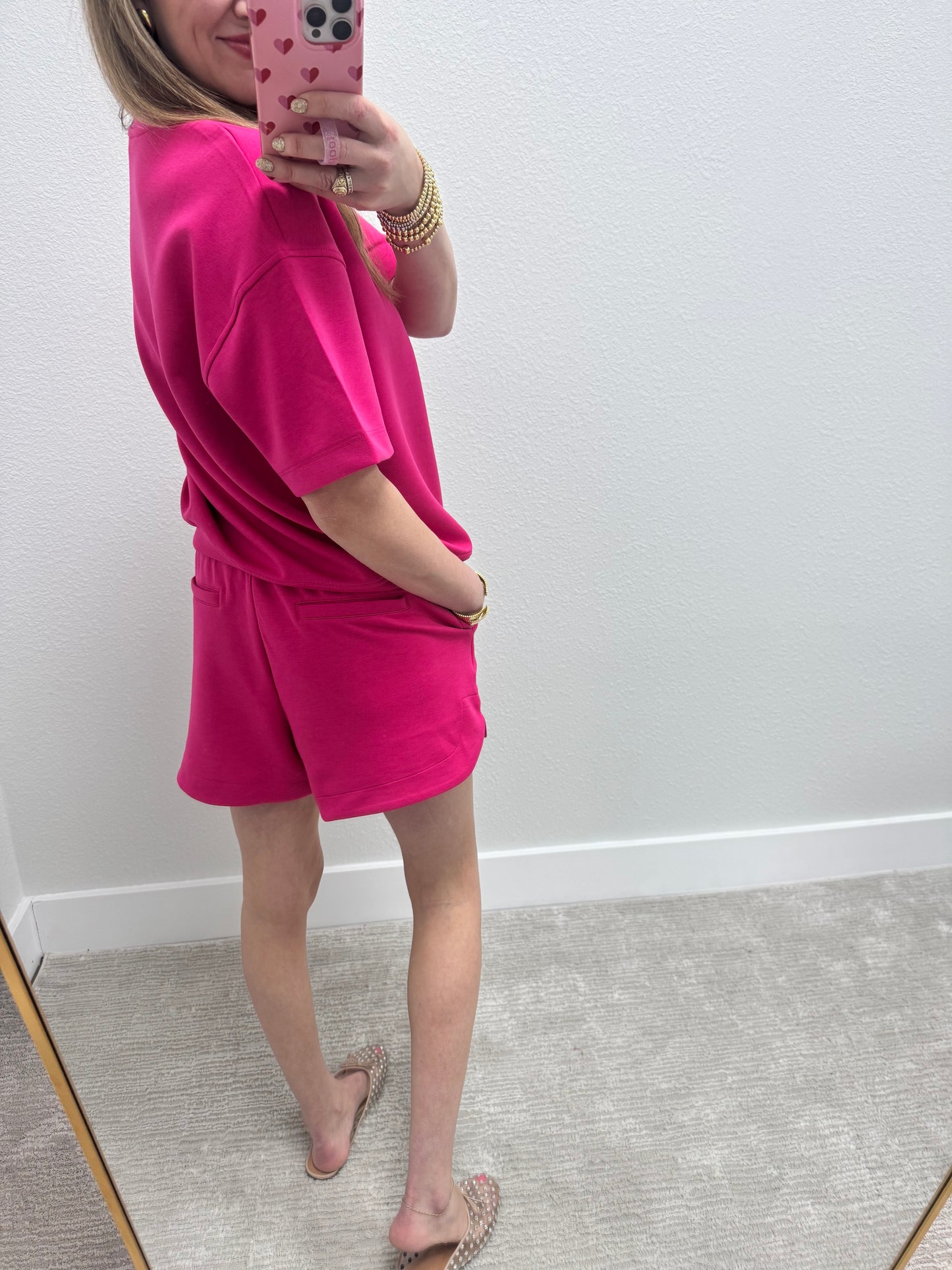 Hot Pink Scuba Short Set
