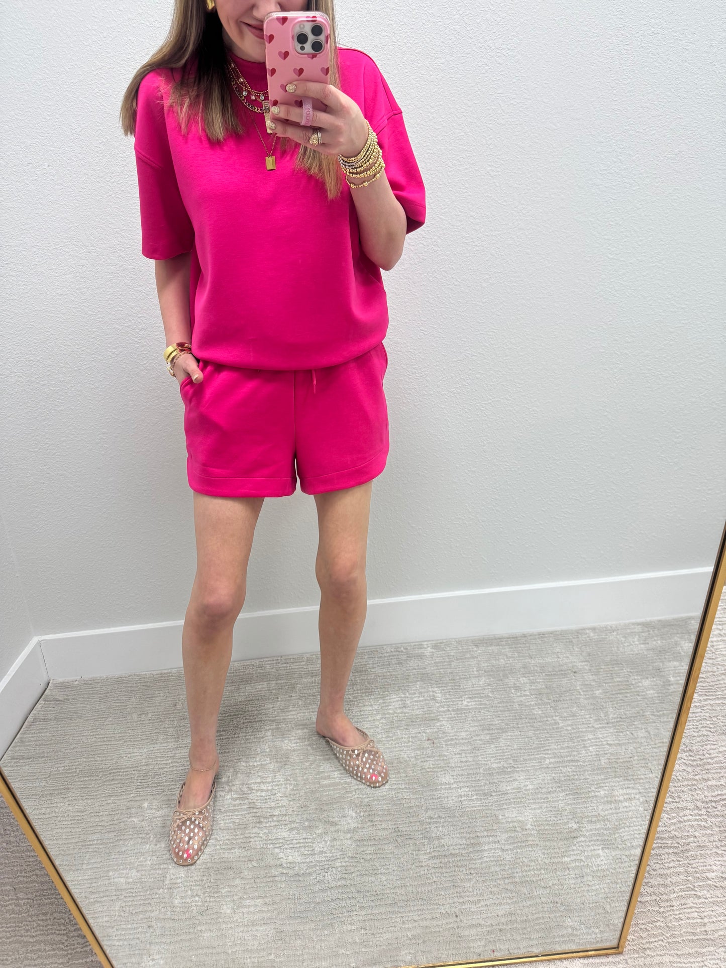 Hot Pink Scuba Short Set