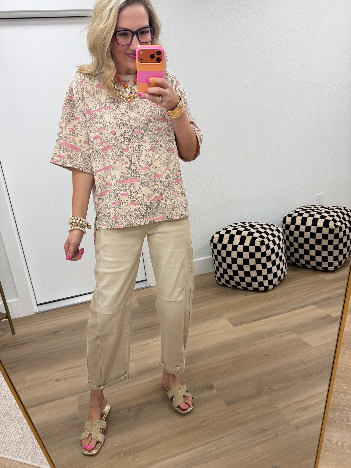 Peach & Tan Mini Sequin Top