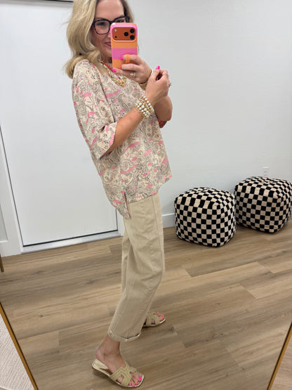 Peach & Tan Mini Sequin Top