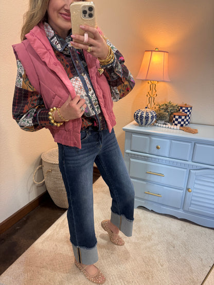 Risen Mid Rise Wide Cuff Jeans