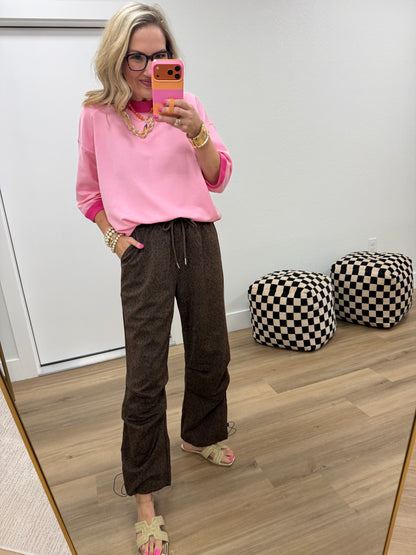 Brown Scuba Leopard Parachute Pants