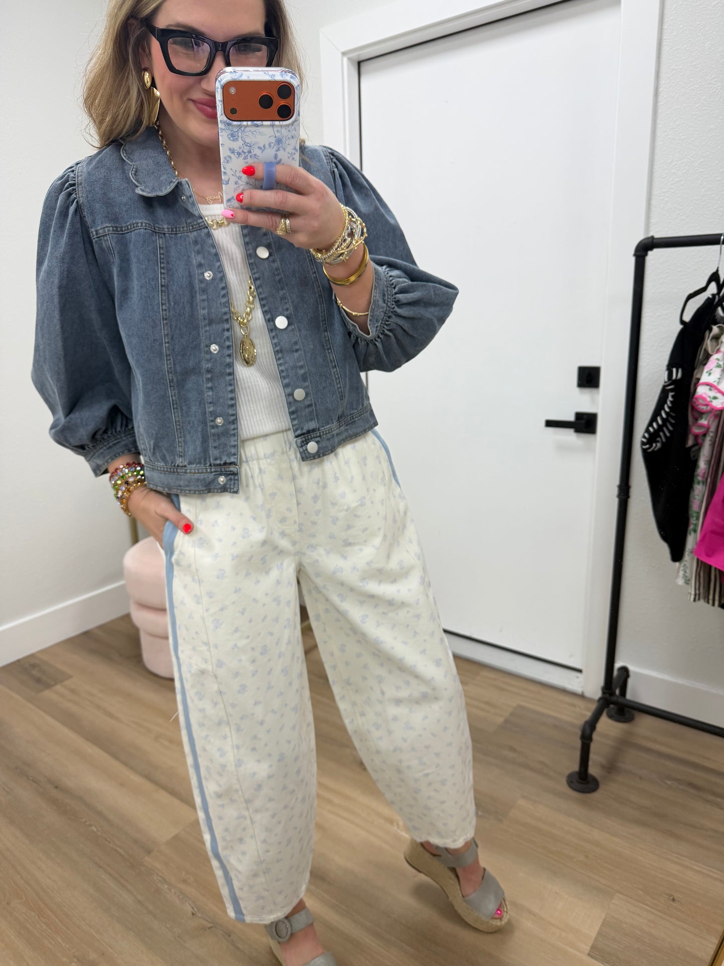 Scallop Collared Denim Jacket