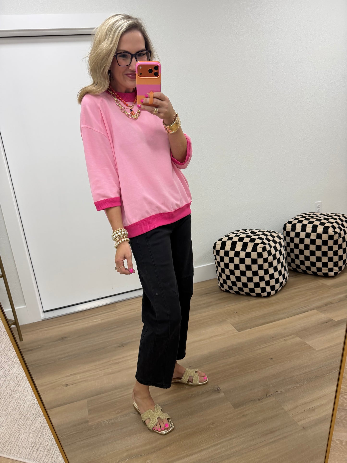 Black Barrel Leg Color Denim Pants