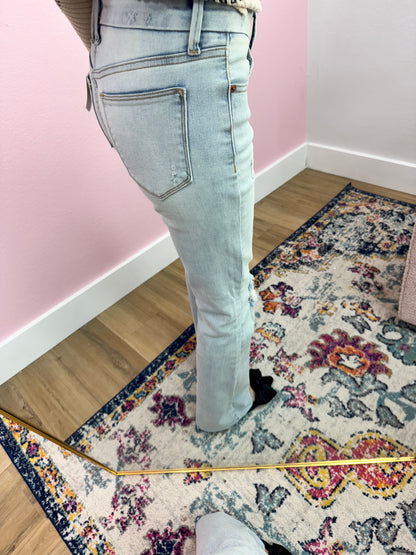 Sneak Peek Light Wash Mid Rise Boot Cut FS