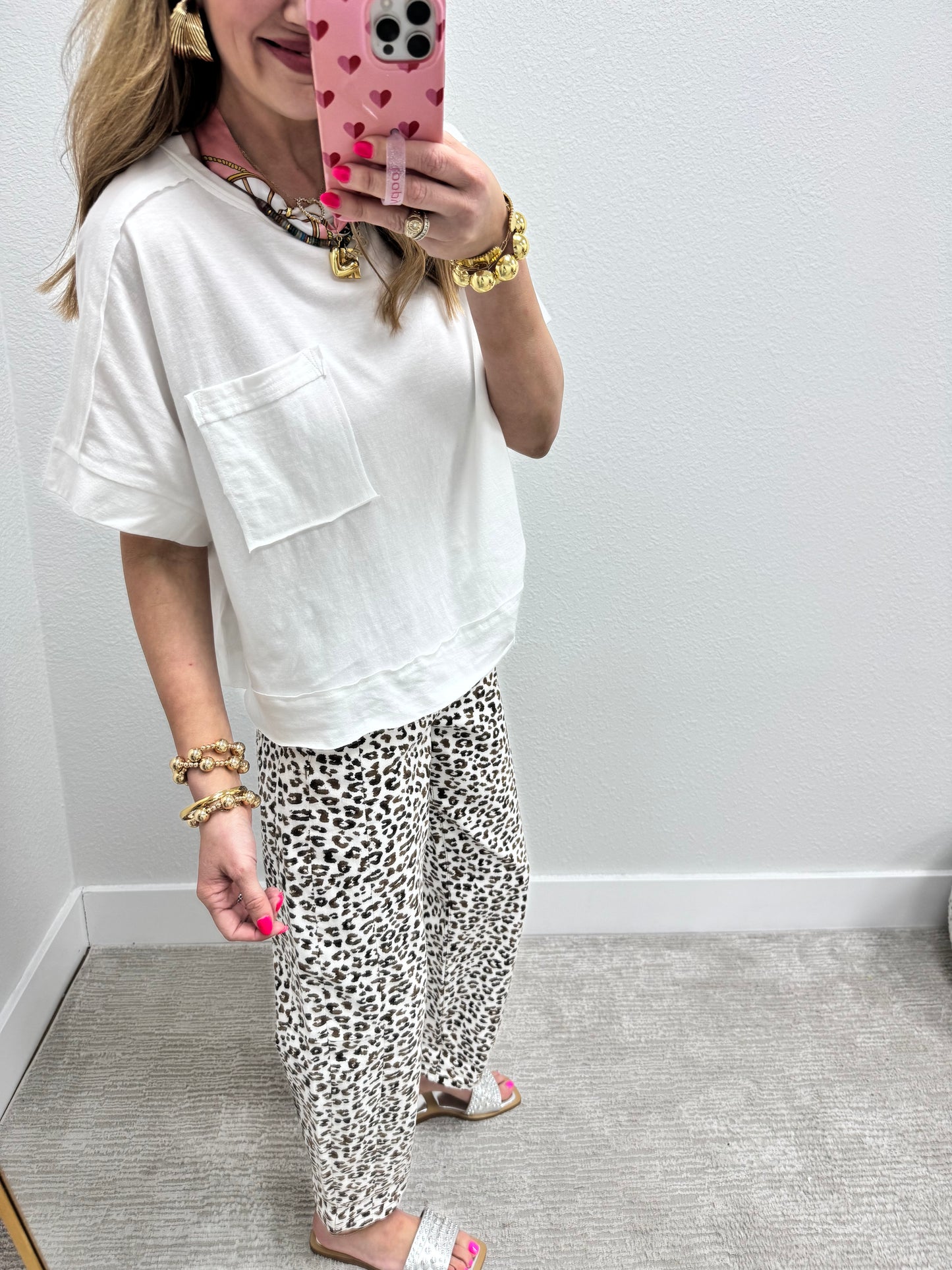 White Exposed Hem Boxy Crop Short Sleeve