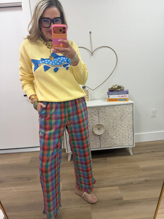 Lemon Fish Graphic Coastal Crewneck Sweater