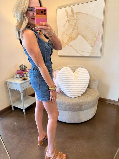 Drift Blue Scallop Edged Two Piece Denim Short Set