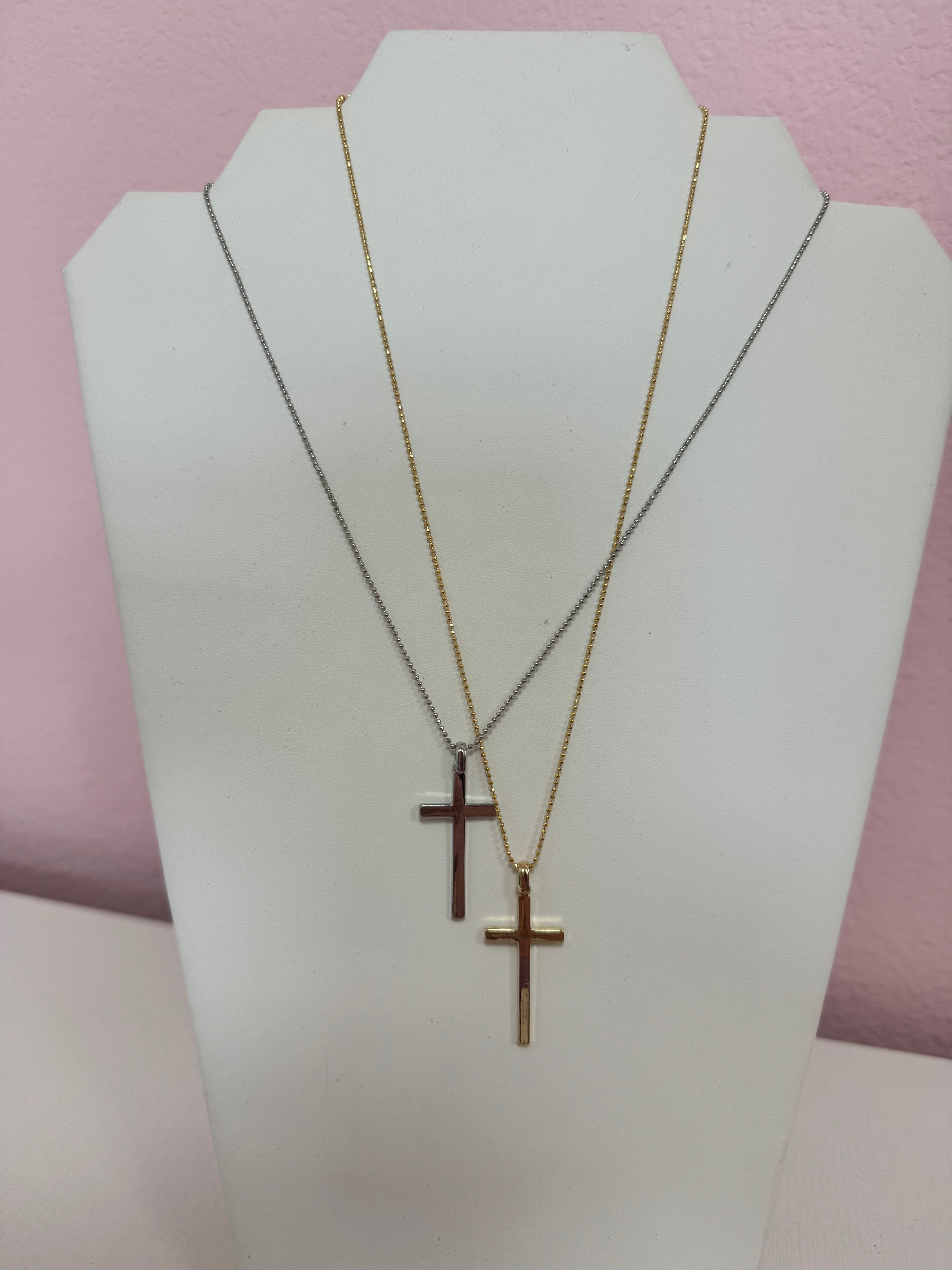 Single Cross Necklace (silver and gold!)