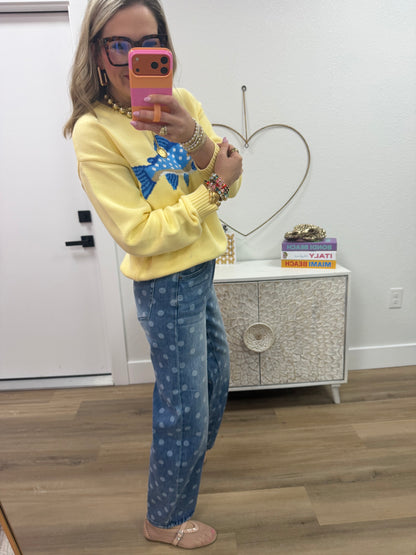 Tummy Control Polka Dot Barrel Jeans
